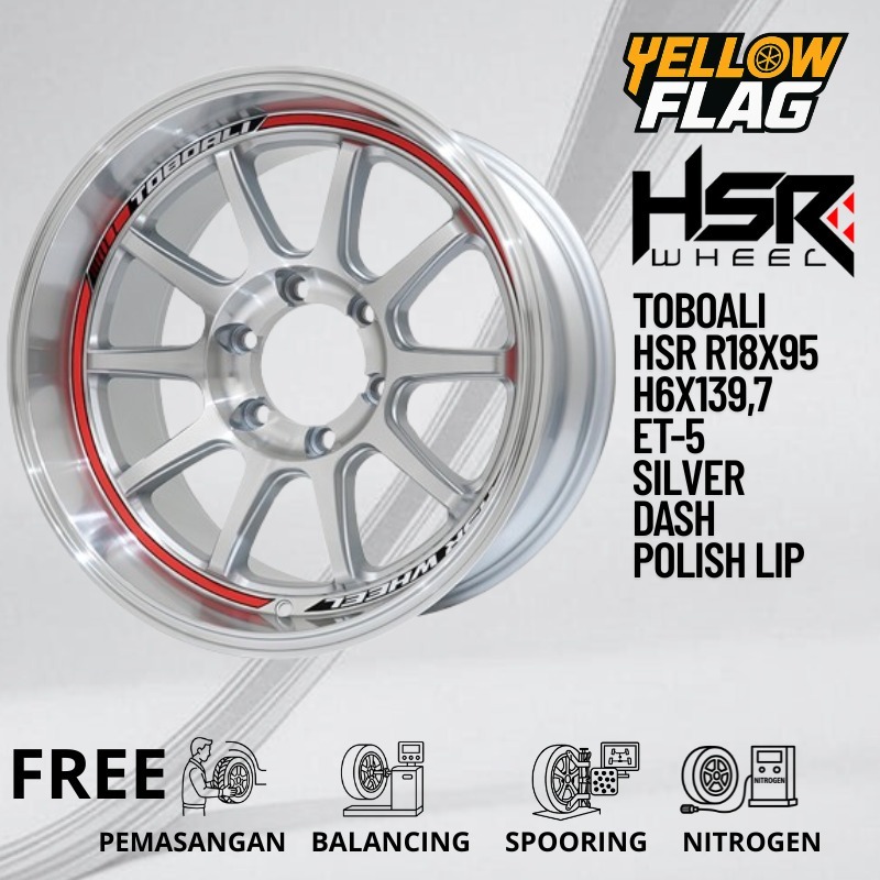 Velg Mobil Ring 18 Lubang 6 Offroad Hsr Toboali R18 6x139,7 Silver Pajero Fortuner Hilux Triton DLL