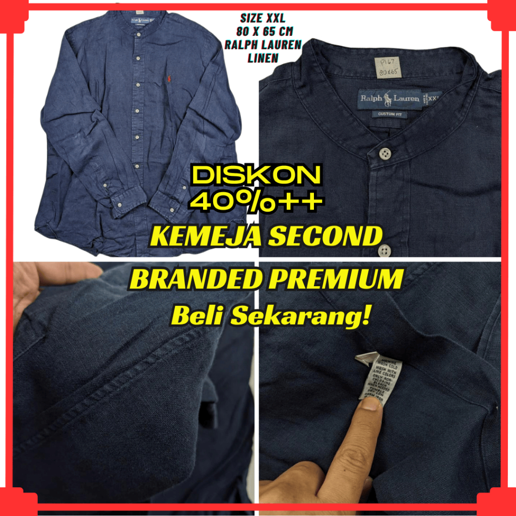 P167 Size XXL Kemeja Koko Kemeja Sanghai Kemeja Linen Kemeja Lengan Panjang Kemeja Casual Kemeja Sec