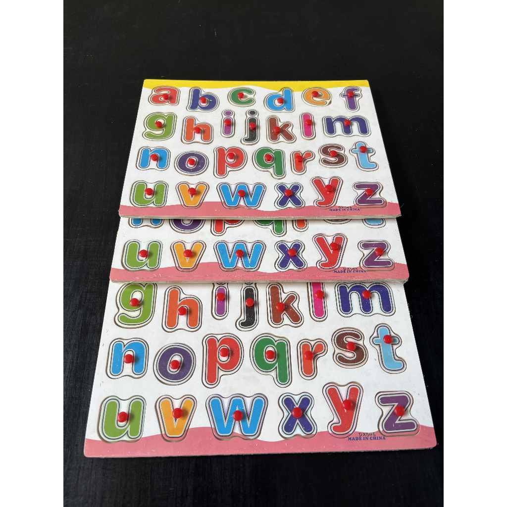 Mainan Anak Edukasi Puzzle Kayu / Blok Kayu Knob Huruf