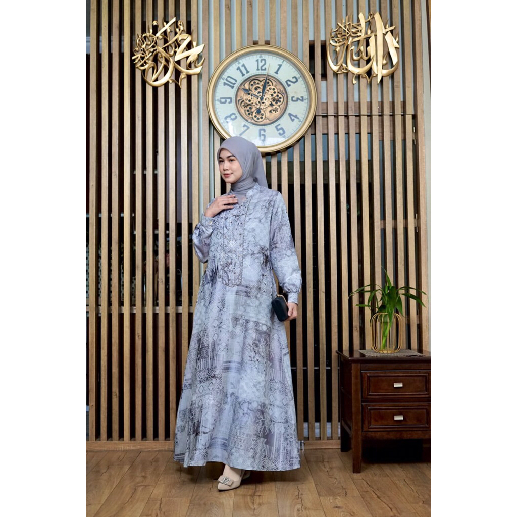 COD MIDI DRES GAMIS PAYET SHIMER SILKY BORDIR KATUN BORDIR KRANCANG BY KAMARI