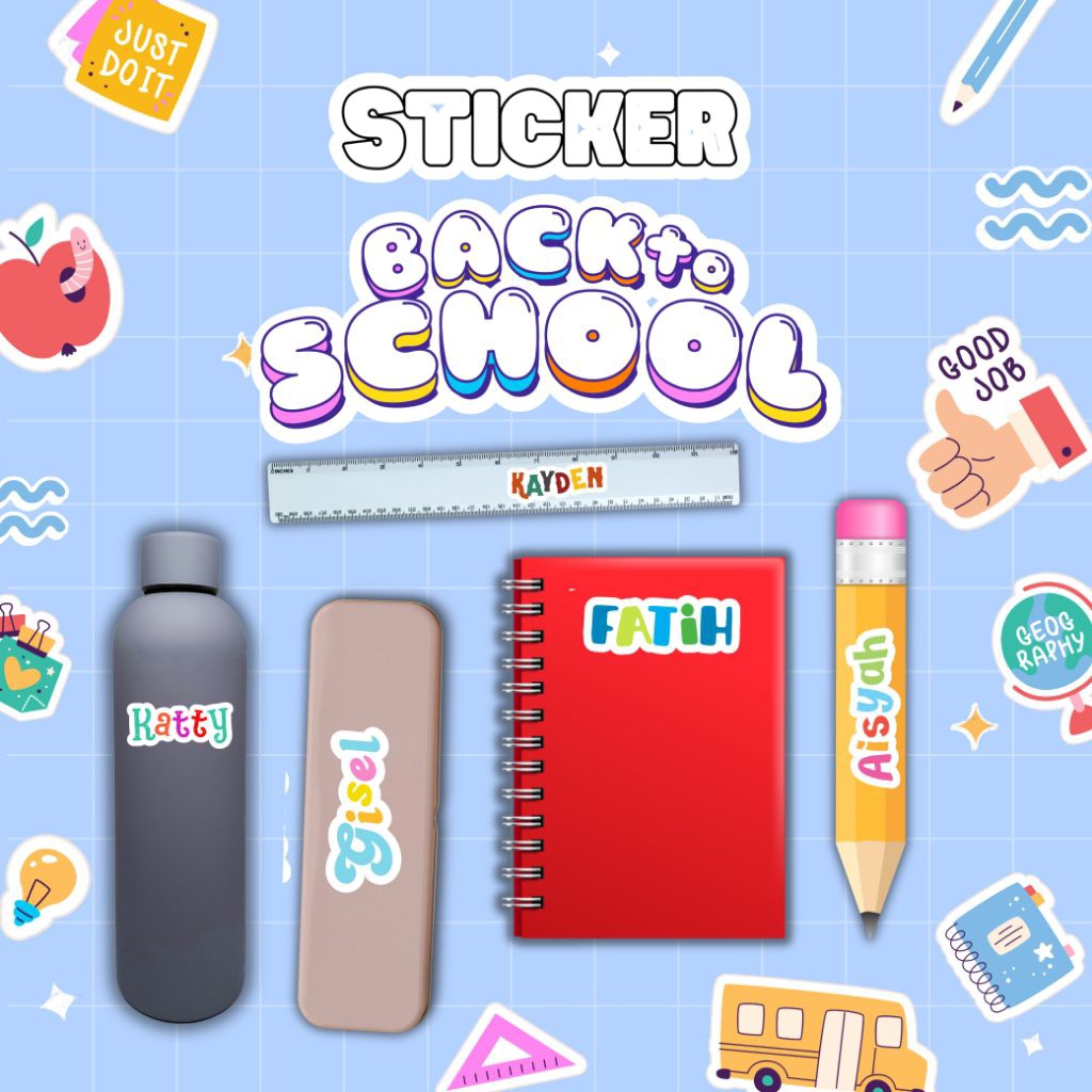

Sticker nama Custom 30-40pcs/Sticker alat sekolah/Sticker sekolah/sticker nama/sticker tahan air