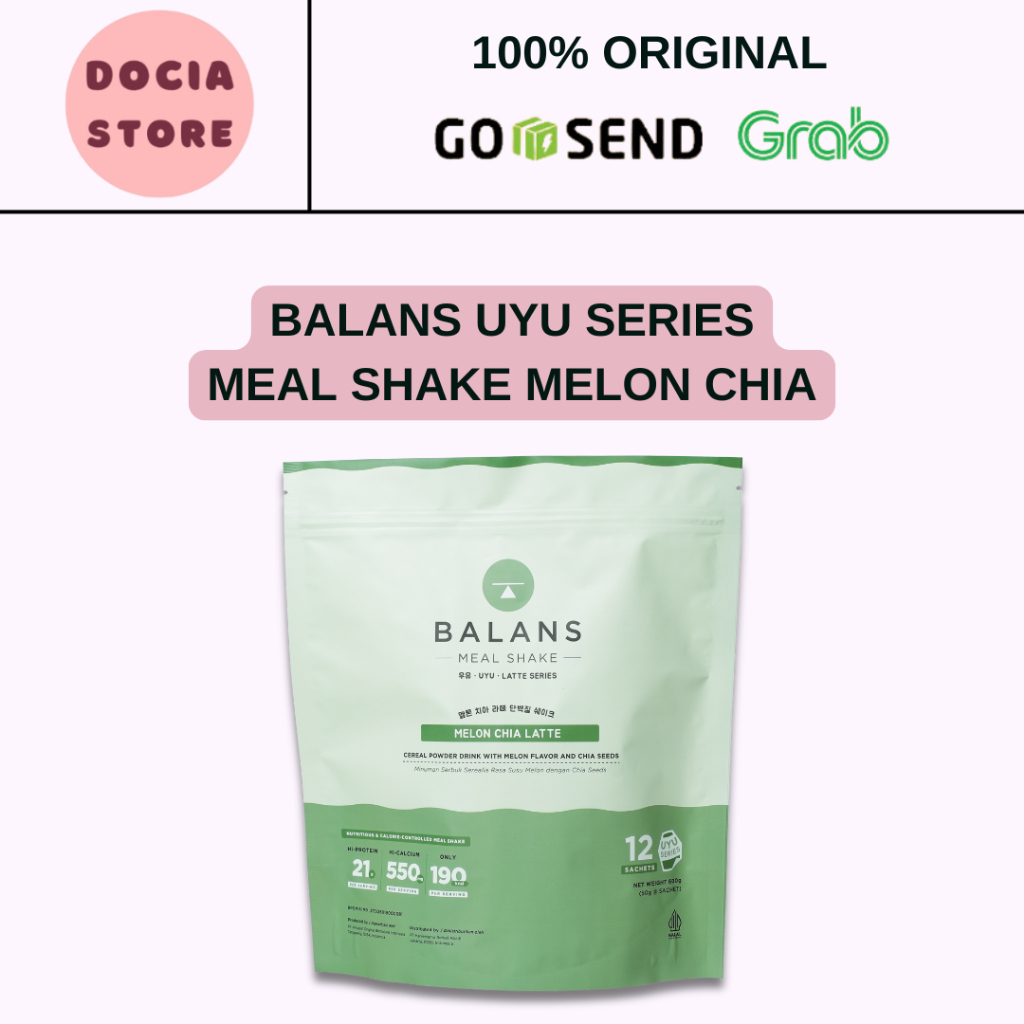 

DOCIA STORE | BALANS Meal Shake UYU Series | Melon Chia Latte | Susu Protein & Tinggi Kalsium Rendah Kalori | 12s