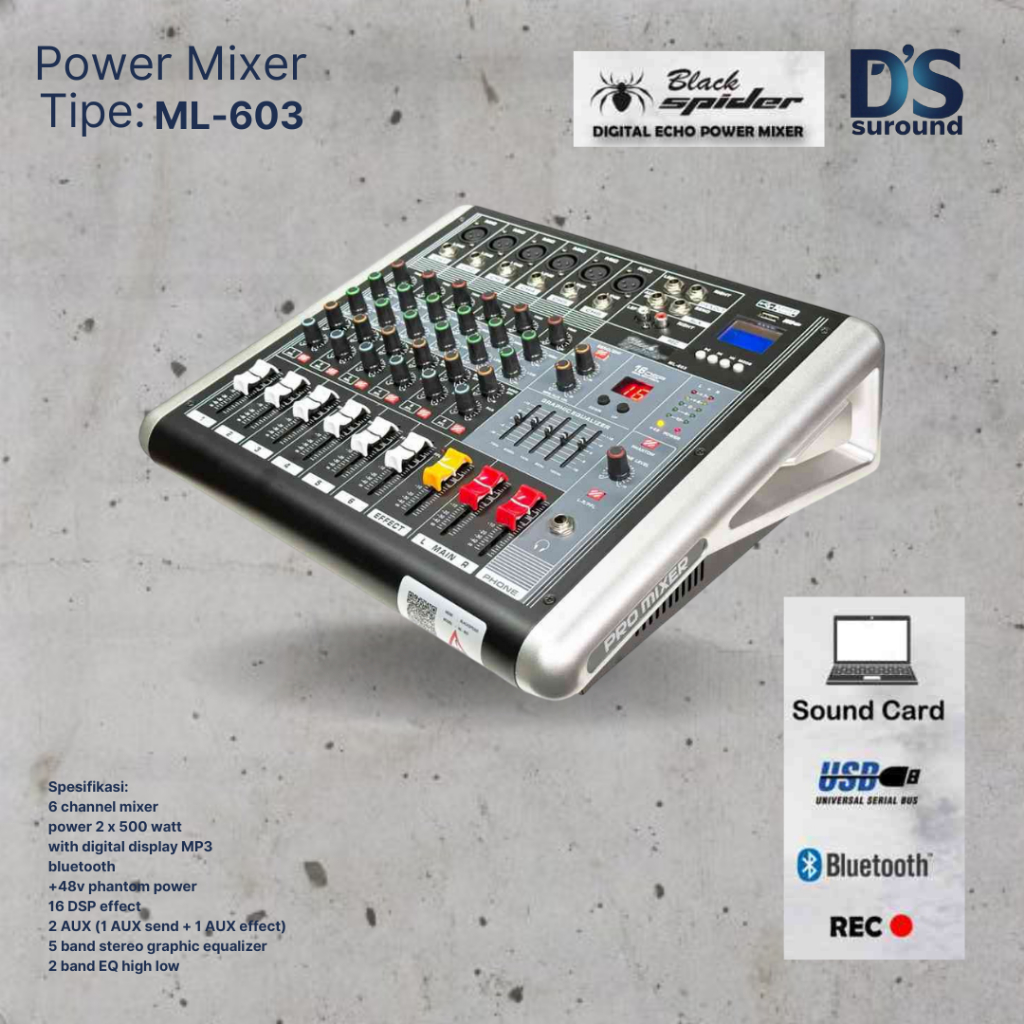 BLACK SPIDER POWER MIXER BLACK SPIDER ML-603