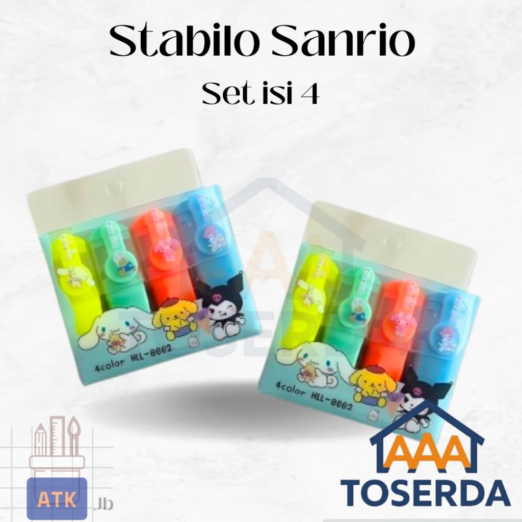 

AAA Toserda | Set Stabilo Warna Sanrio Lucu Isi 4 - Highlighter Karakter Imut untuk Sekolah & Kantor