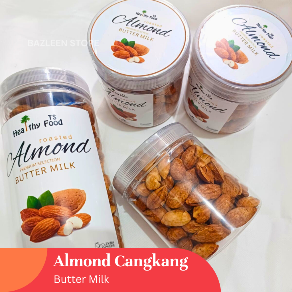 

Almond Panggang Butter Milk | Kacang Almond Cangkang Premium – Kemasan Plastik / Toples