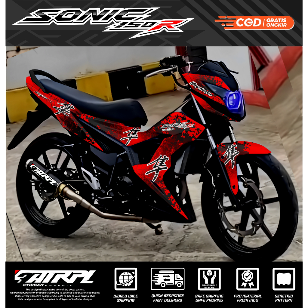 (COD) Decal Sticker Honda SONIC 150R Fullbody Terbaru Keren Fullblok Sticker Decal SONIC 150R Desain