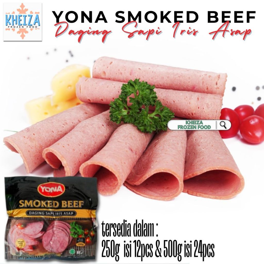 

YONA Smoked Beef - Daging Asap Iris Tipis 500gr isi 24 Slice - Kheiza Frozen