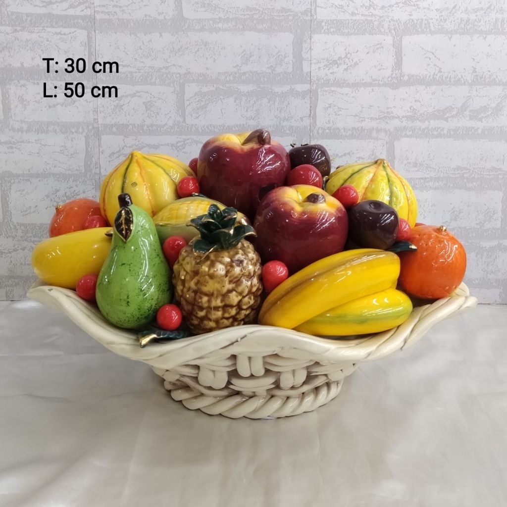 pajangan  buah keranjang keramik itali capodiminte