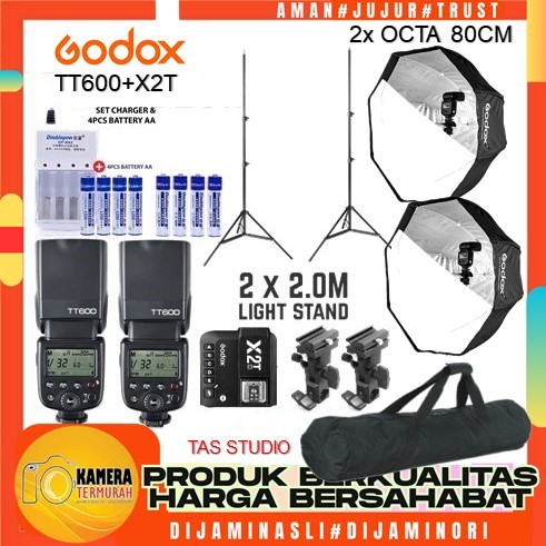 Paket Godox TT600 Double HSS + X2T High Speed Softbox Octa