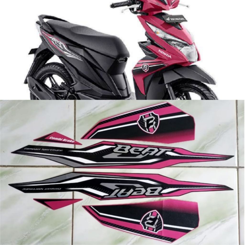 Stiker Striping Lis Body Motor Beat Iss 2019 Pink Standar
