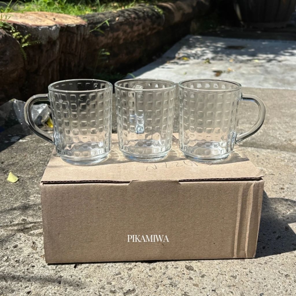 6 PCS GELAS GAGANG KACA KIM gelas lucu gelas murah gelas set gelas cantik gelas minum gelas motif