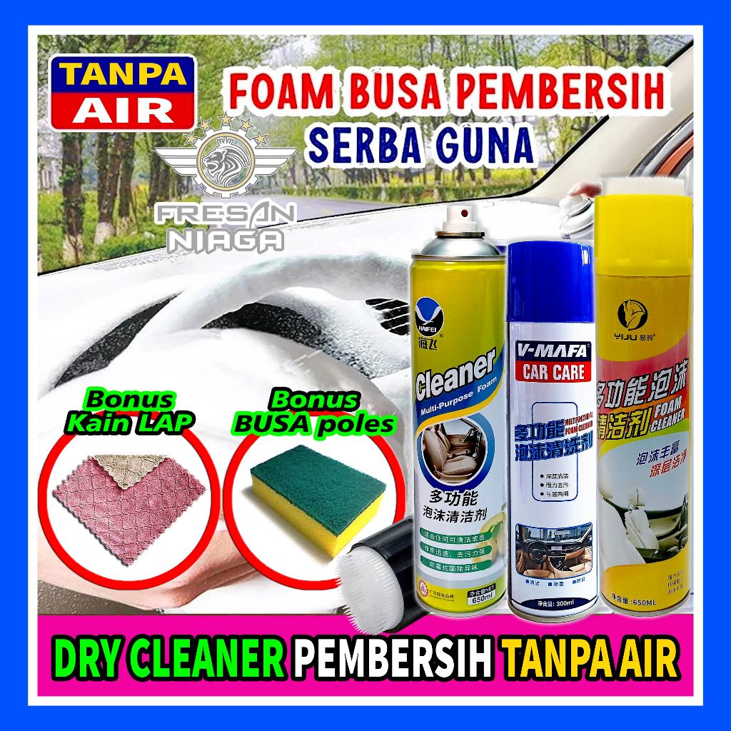 Dry Cleaner Foam Spray Buih Busa Pembersih Tanpa Air Serbaguna Interior Mobil Penghilang Noda Plafon