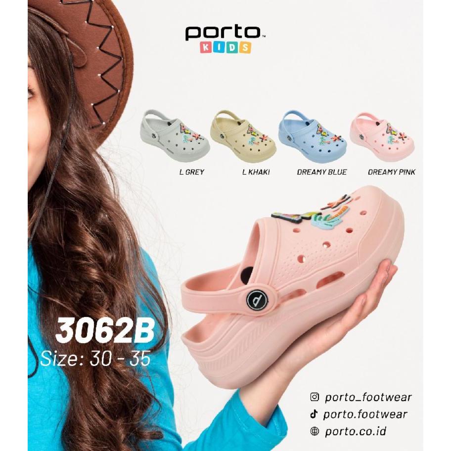 Sandal Porto Anak Perempuan RN Baim PORTO 3062B Tanggung 30-35 Jibbitz Cewek