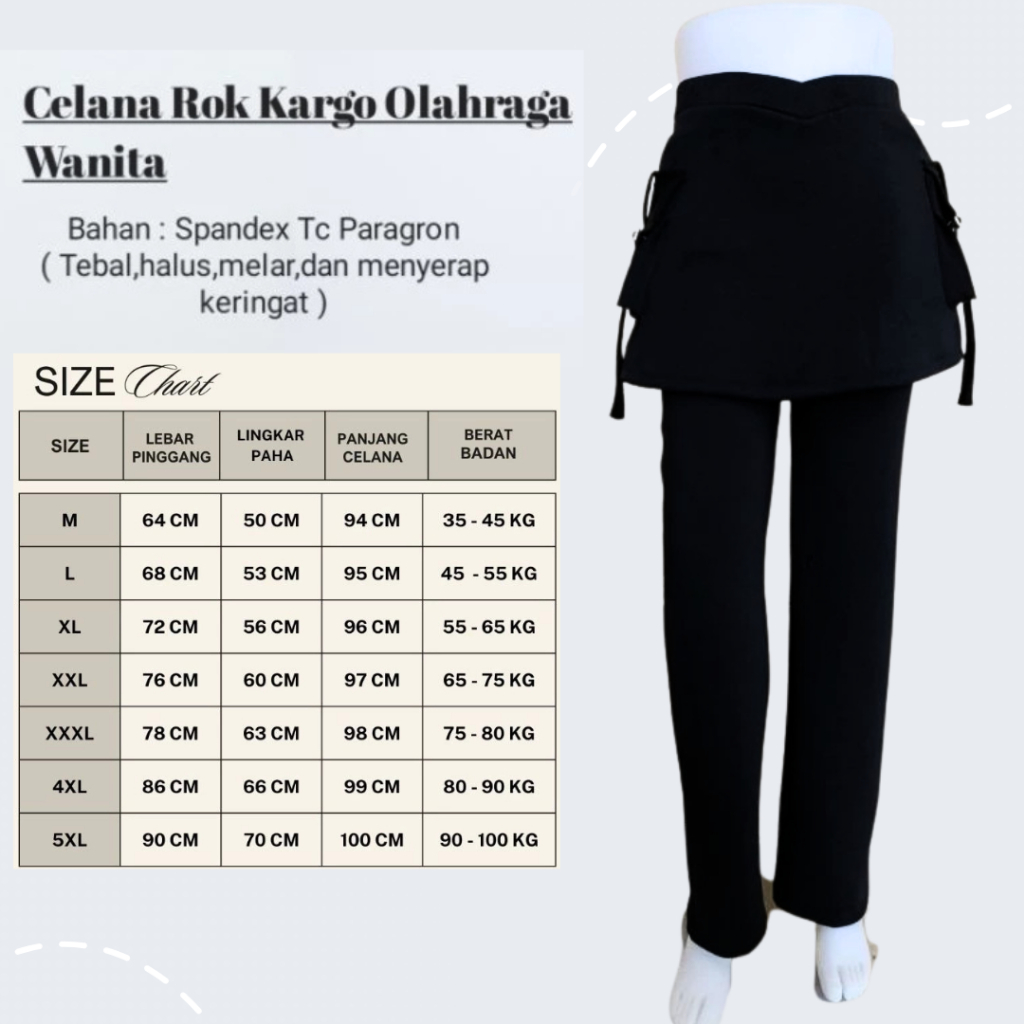 Celana Senam Rok Kantong Panjang Bahan Spandex,Tc paragon