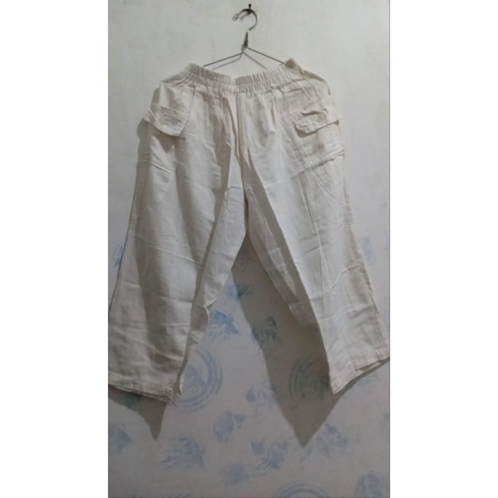Celana kulot linen broken white