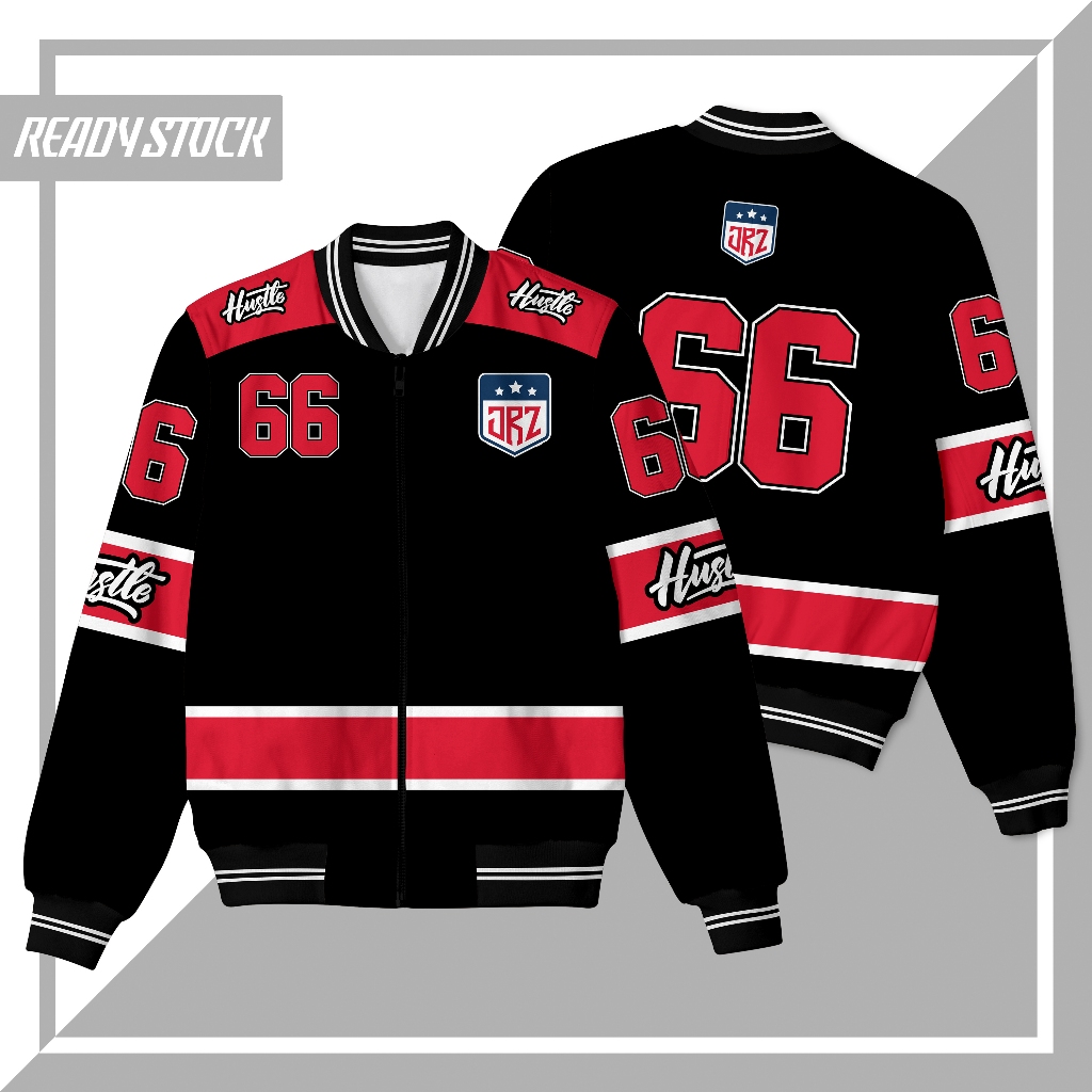 004 Jaket Baseball Varsity Hustle Bomber Vintage Anak Printing Sublimation Terbaru Murah
