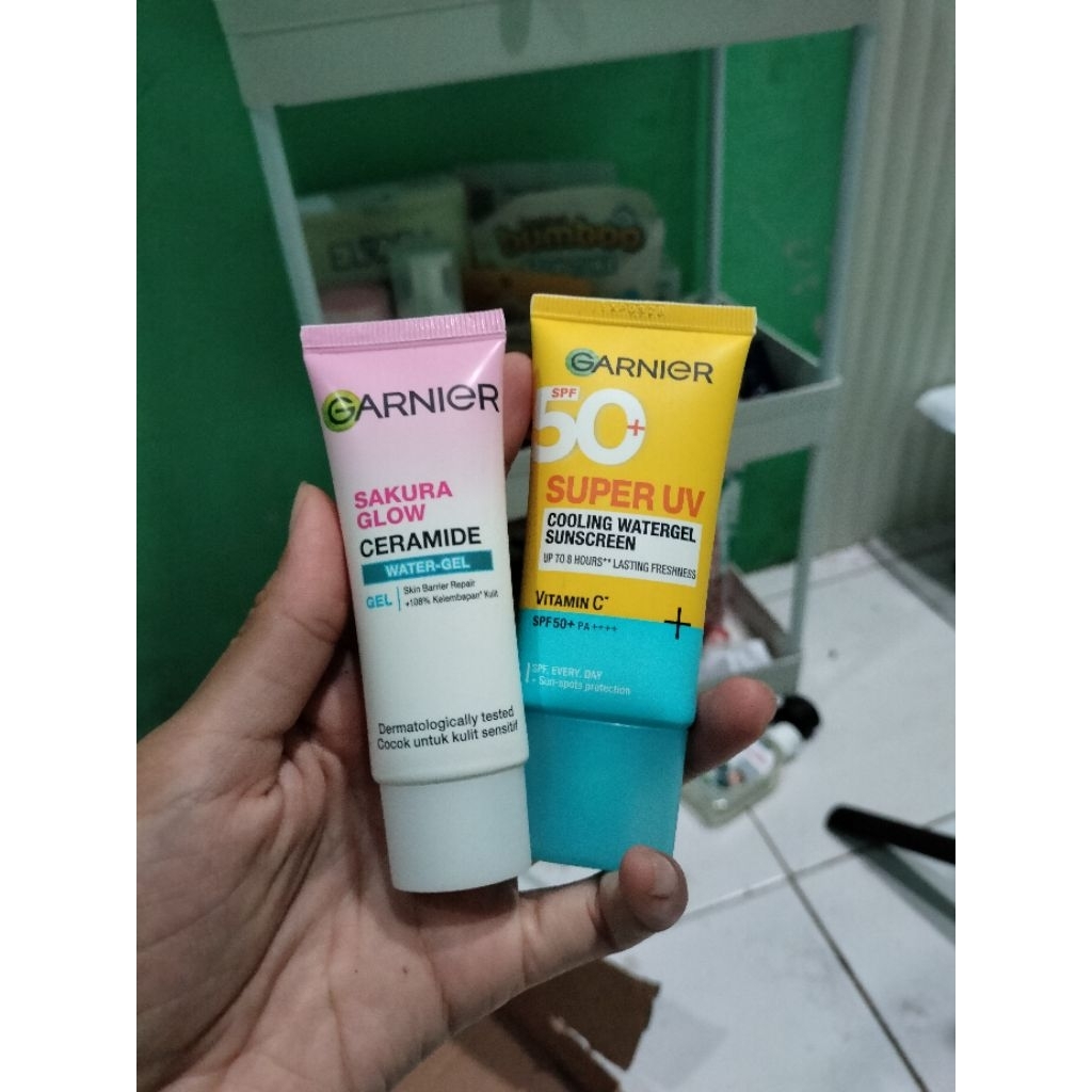 PRELOVED - sunscreen Garnier Cooling gel dan Garnier moisturizer Gel sakura