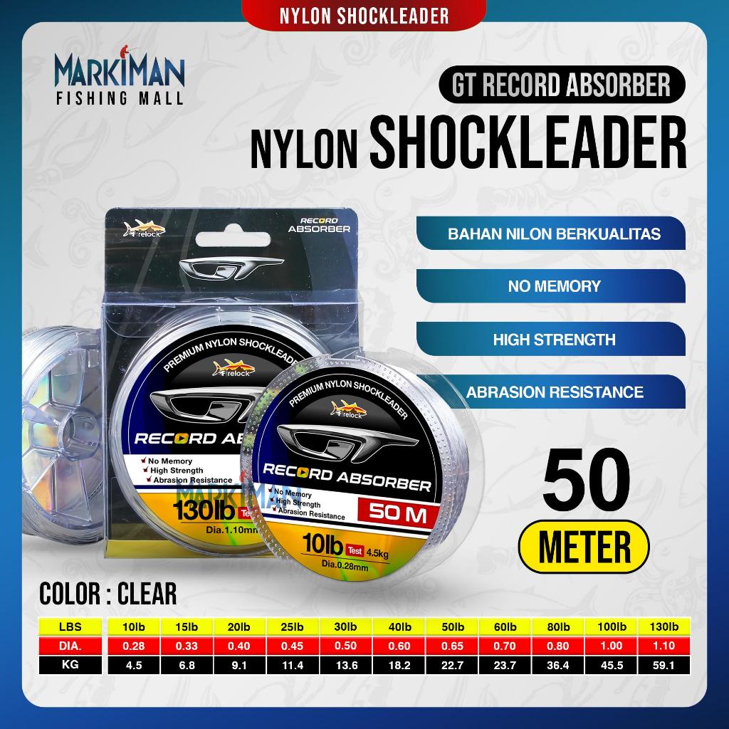 Senar Shock Leader Record Absorber Markiman 50 Meter Tali Pancing Senar Pancing Premium Nylon Kuat L