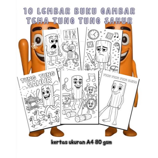 

Buku Gambar Mewarnai Buku Mewarnai Anak Buku Mewarnai Anak SD TK PAUD Tung Tung Sahur