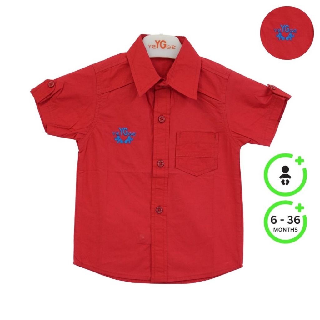 Yege Kemeja Anak Kecil Merah Bordir Yege