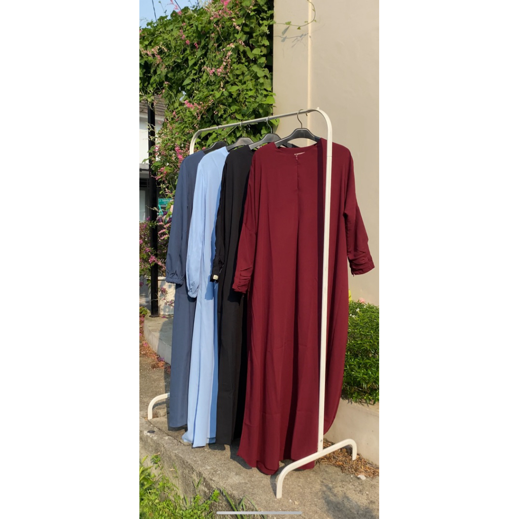 JIHAN JINAN abaya dress yoris crinkle airflow muslimah mahzhuuzh hijab