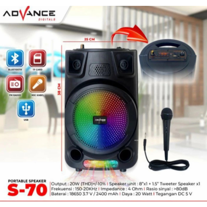 ADVANCE SPEAKER PORTABLE BLUETOOT S 70