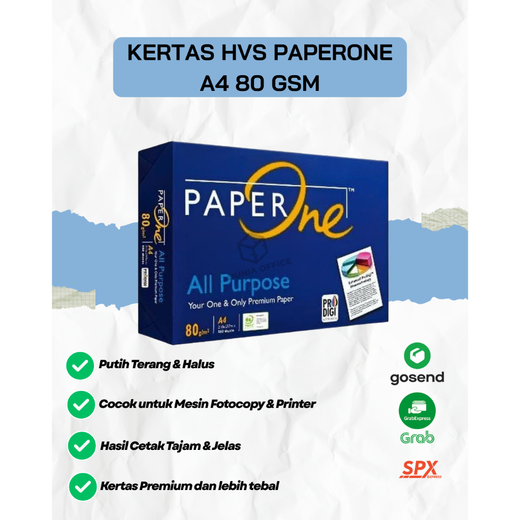 

Kertas HVS A4 PAPERONE 80 Gsm isi 1 Rim (500 Lembar)