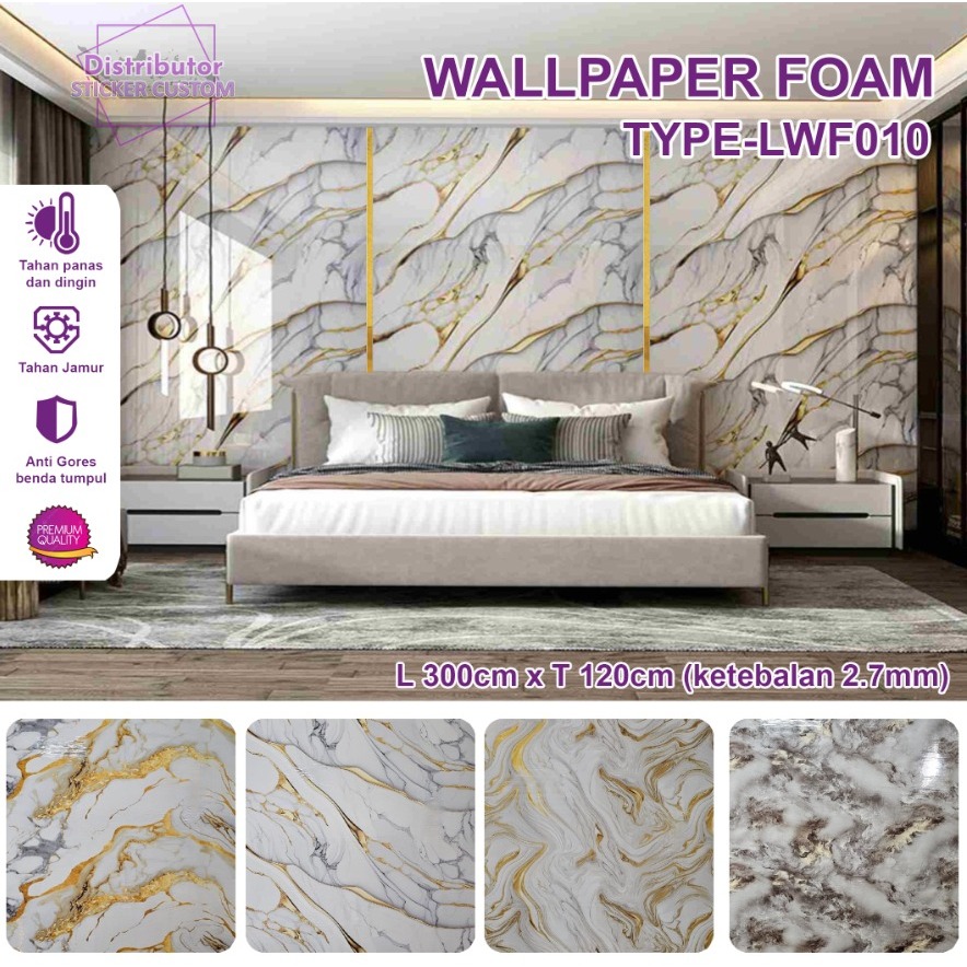 Wallpaper Sticker Marble Foam | Sticker Foam Dinding | Stiker Dinding Motif Marble | Wallpaper Roll 