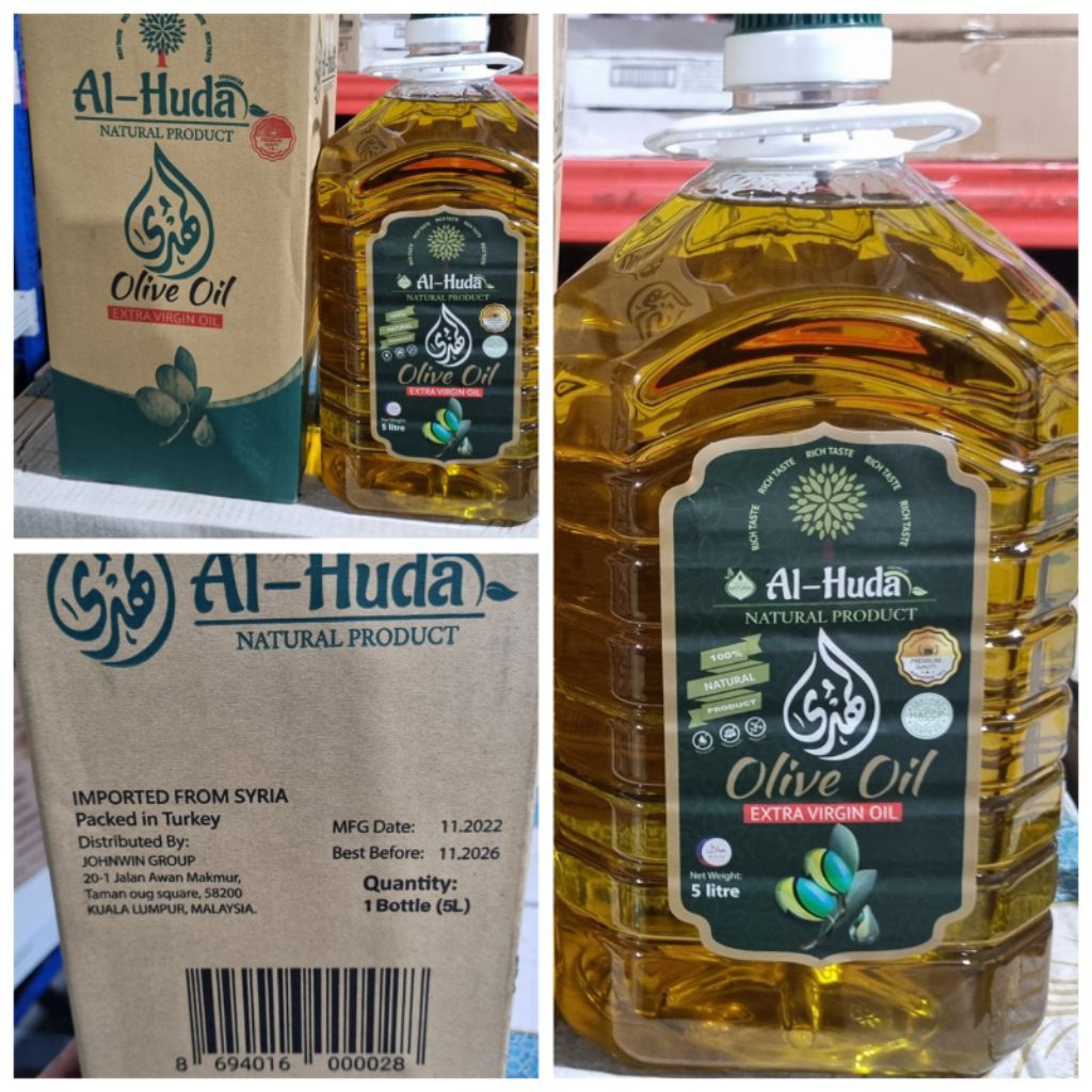 

Minyak Zaitun Extra Virgin Olive Oil EVOO Al Huda 5 Liter