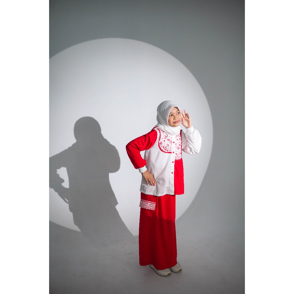 Alzena Kids Moslem - Setelan Rok Anak Perempuan Merah Putih Cut Mutia