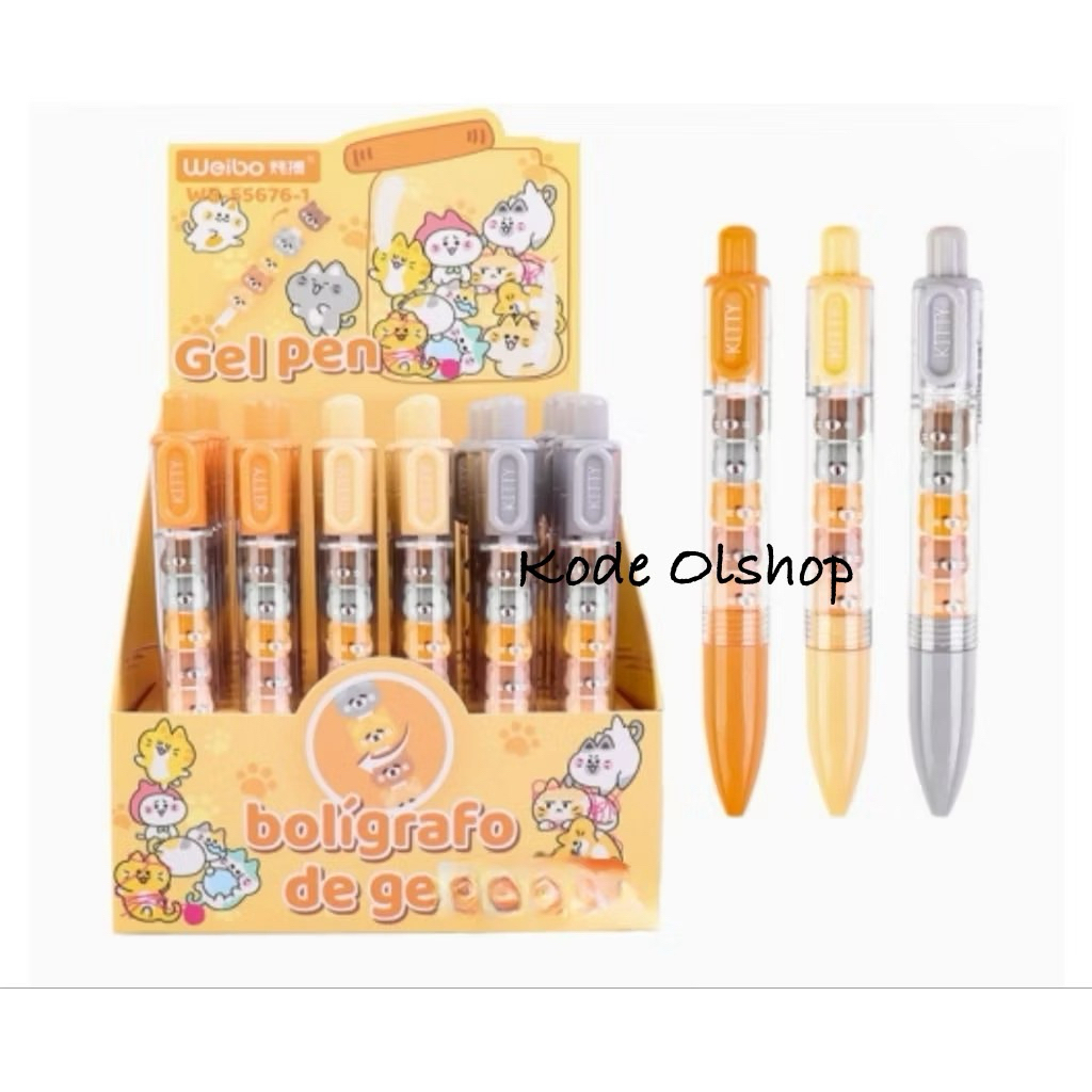 

Kode Atk - Pena Weibo Kitty Karakter wb55676-1 / Ball Point Gel Weibo Karakter Kitty Kawaii 0.5mm