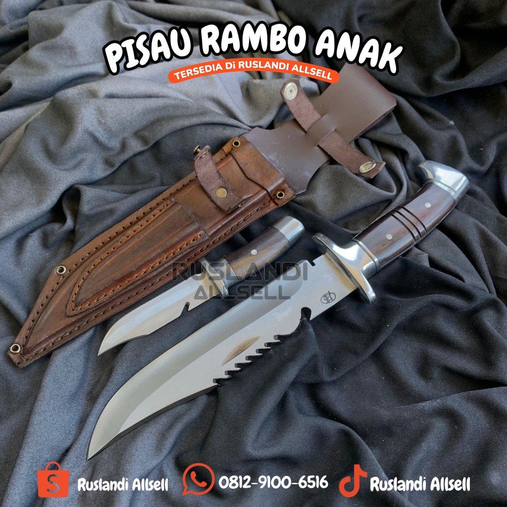 Pisau Rambo Anak Original Baja Premium Pisau Hunting Super Tajam