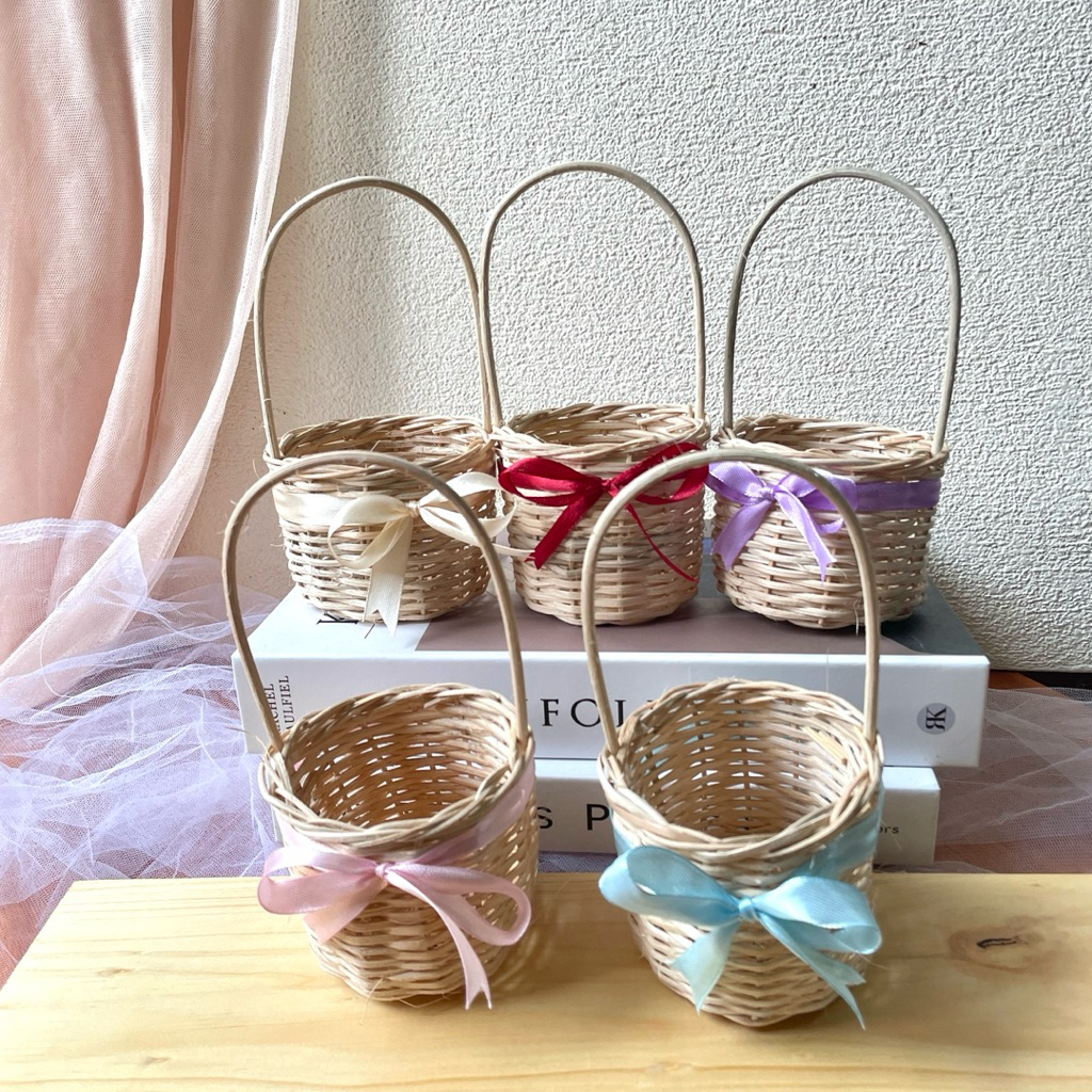 Keranjang rotan mini | vas rotan | properti foto