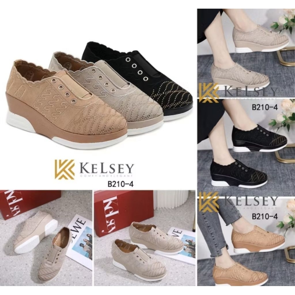sepatu wedges kelsey bordir (khusus Batam)