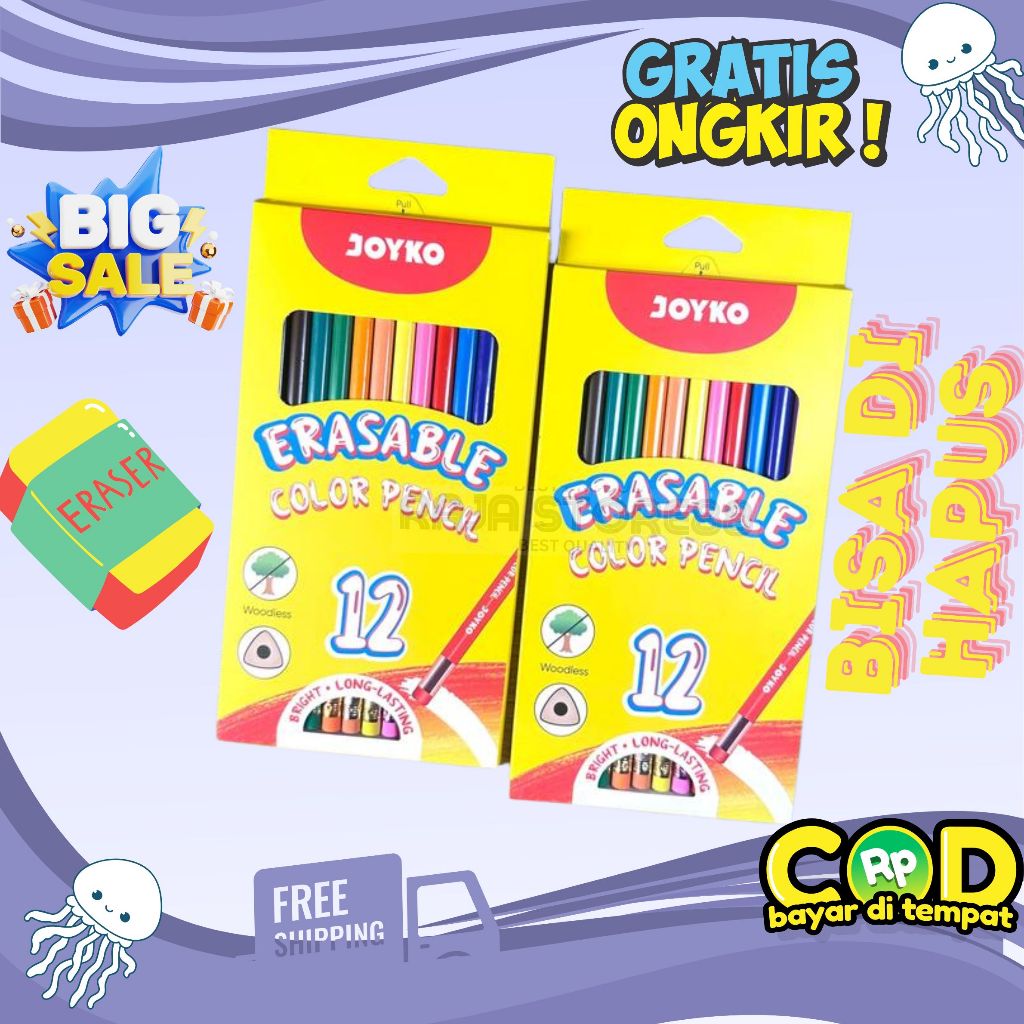

Pensil Warna BISA HAPUS JOYKO 12 Warna Pendek-Panjang Coloring Pencil