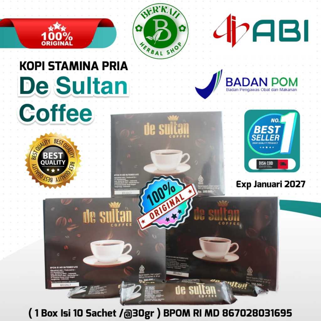 

DE SULTAN COFFEE ORIGINAL ABI 1 BOX ISI 10 SACHET KOPI KESEHATAN HERBAL ALAMI