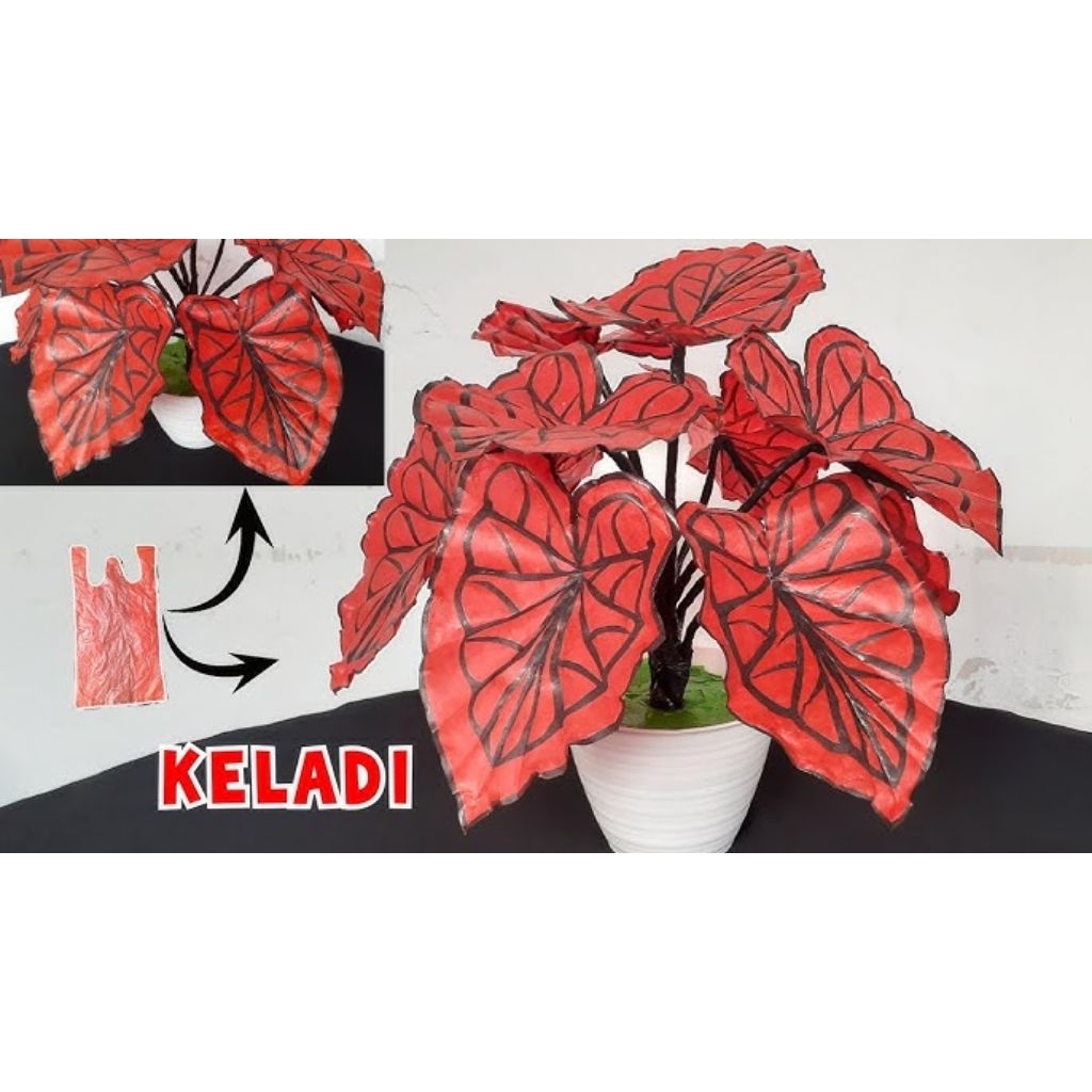 kerajinan tangan hiasan bunga keladi dari plastik kresek home made