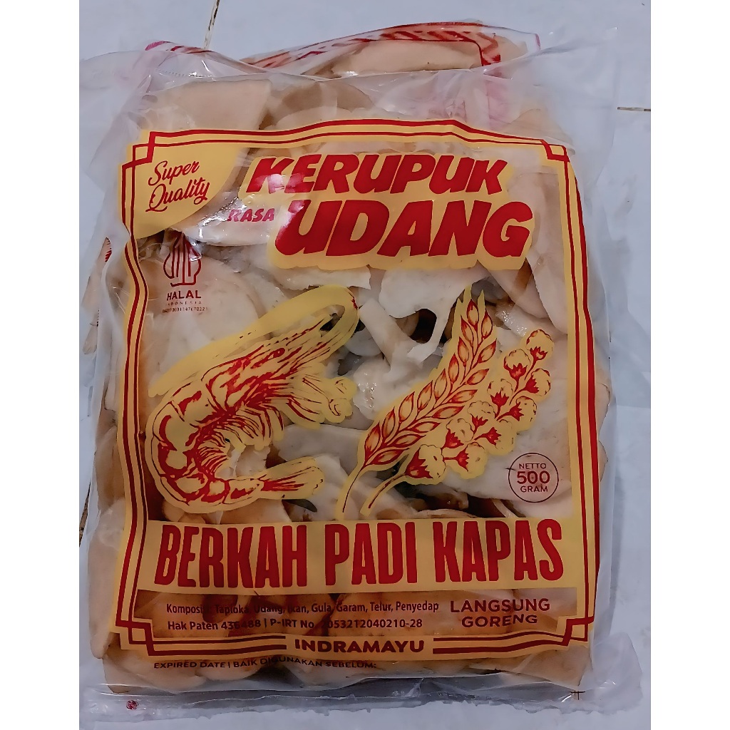 

Kerupuk Udang Mentah SIRIHAN cap Berkah Padi Kapas Ukuran 500gr