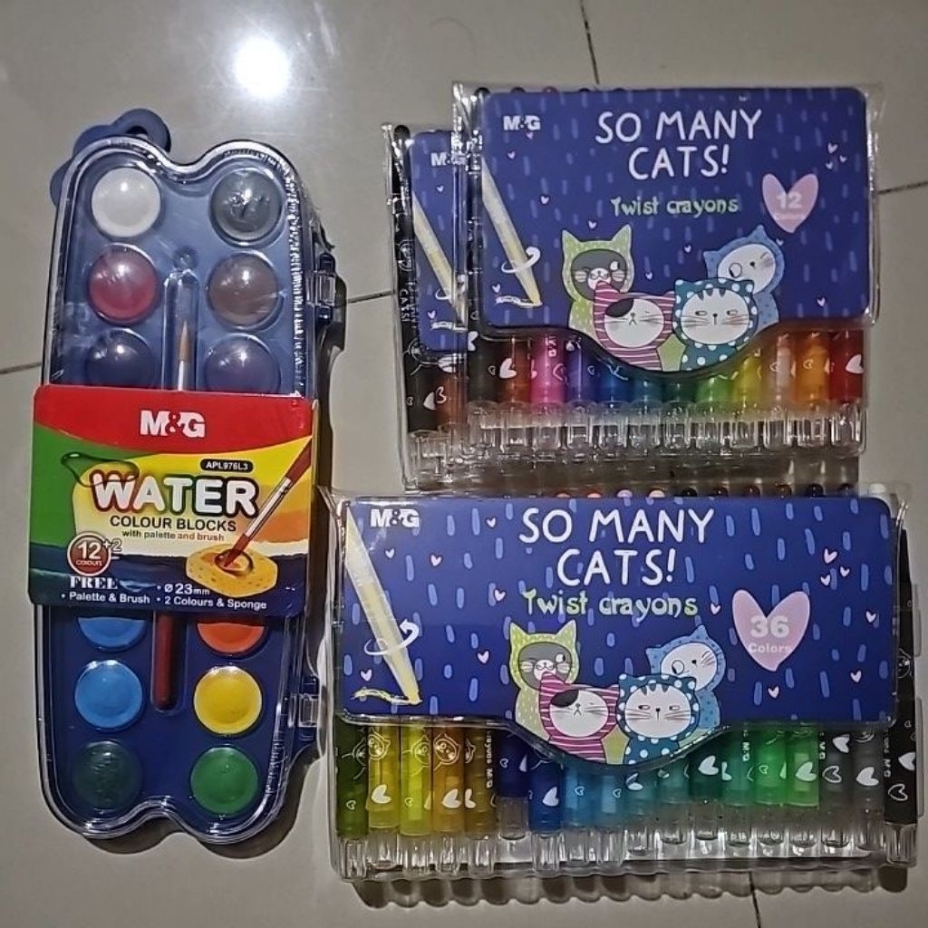 

Cuci gudang barang murah crayon warna dan cat air M&G