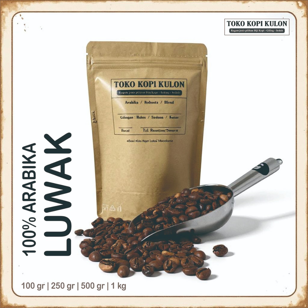

ARABIKA LUWAK - Toko Kopi Kulon - Giling Halus/Medium/Kasar - 100 gram
