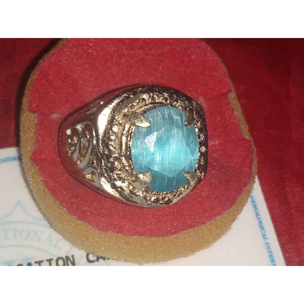 batu cat eye biru natural asli Amerika Memo natural