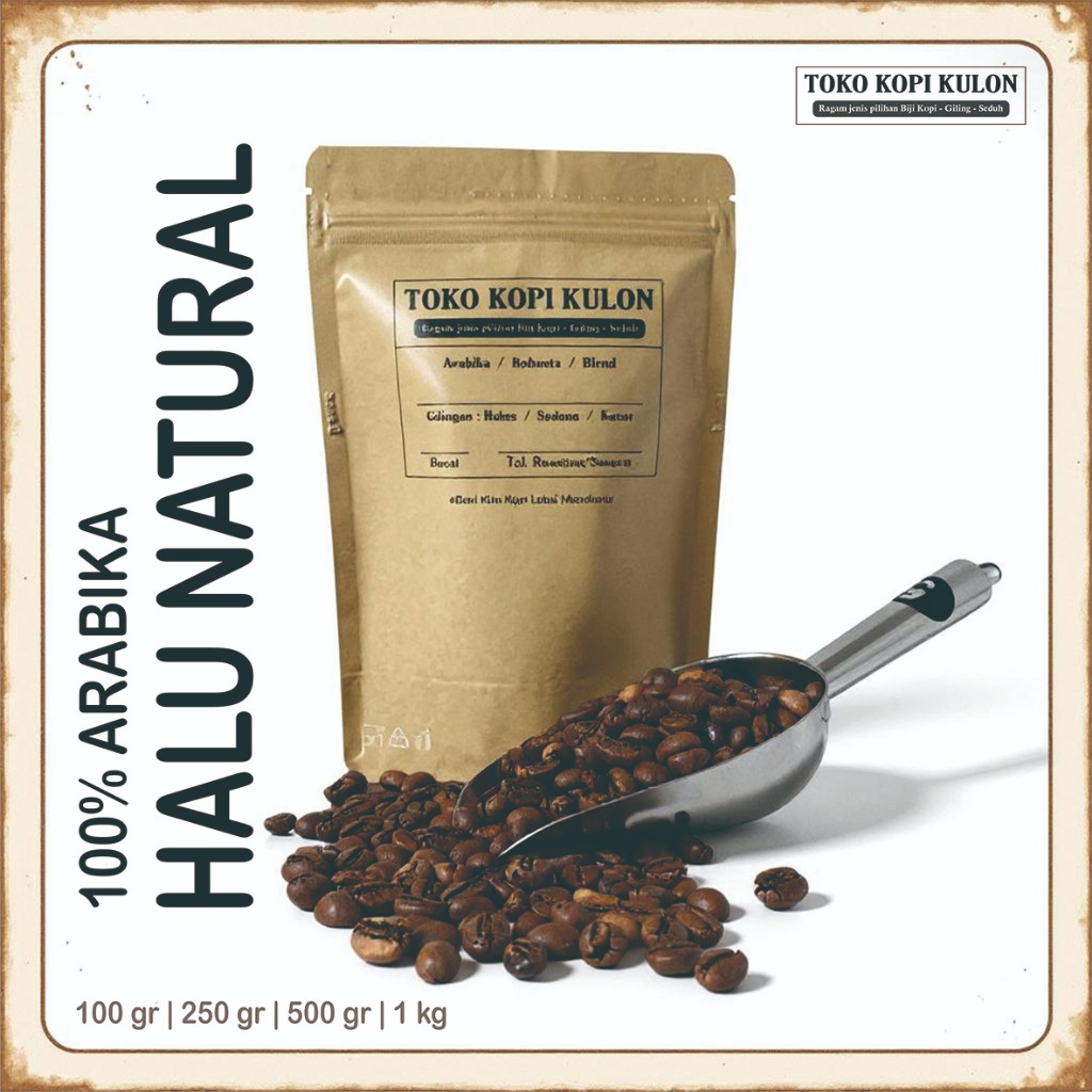 

ARABIKA HALU NATURAL - Toko Kopi Kulon - Giling Halus/Medium/Kasar - 100 gram