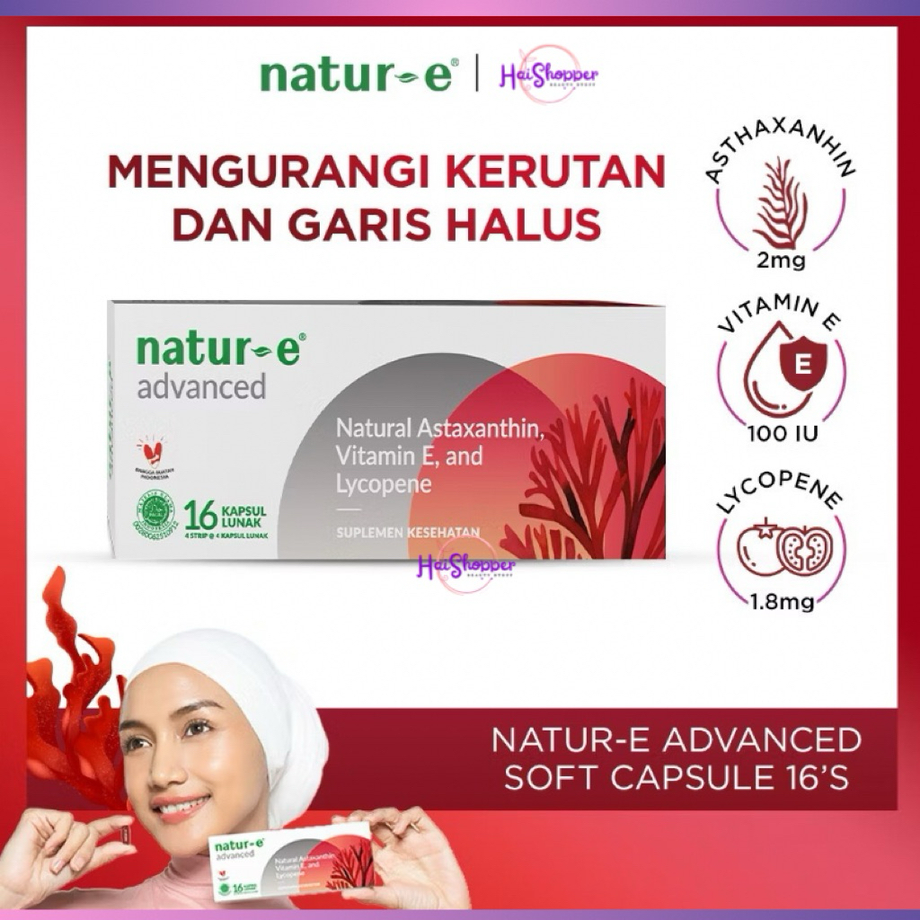 NATUR-E Advanced Soft Capsule 16s/32s - Suplemen Kecantikan Vitamin E dan Astaxanthin | Natur E Adva