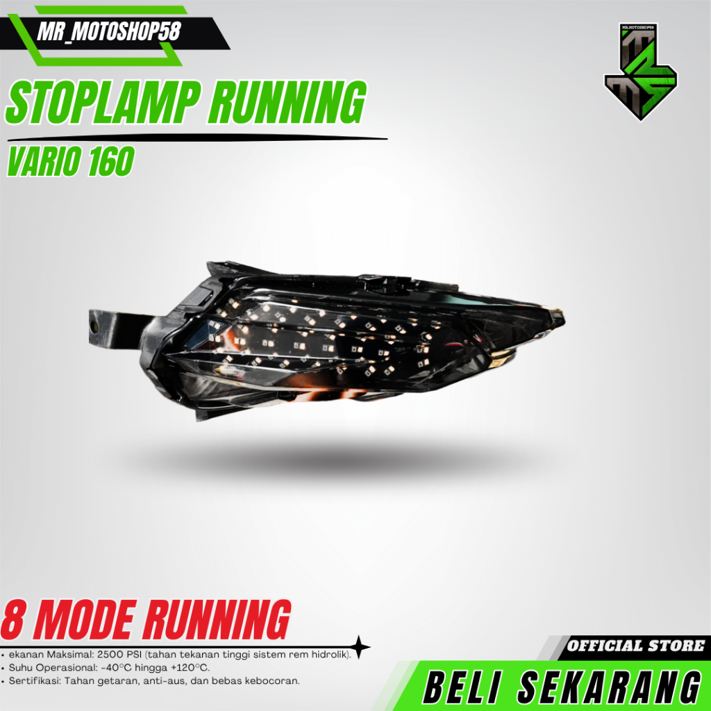 STOPLAMP RACEPRO  VARIO 160 RUNNING COSTUME 1 SET MIKA 3IN1 BINTIK 8 MODE MANUAL TOMBOL LAZY LAMPU R
