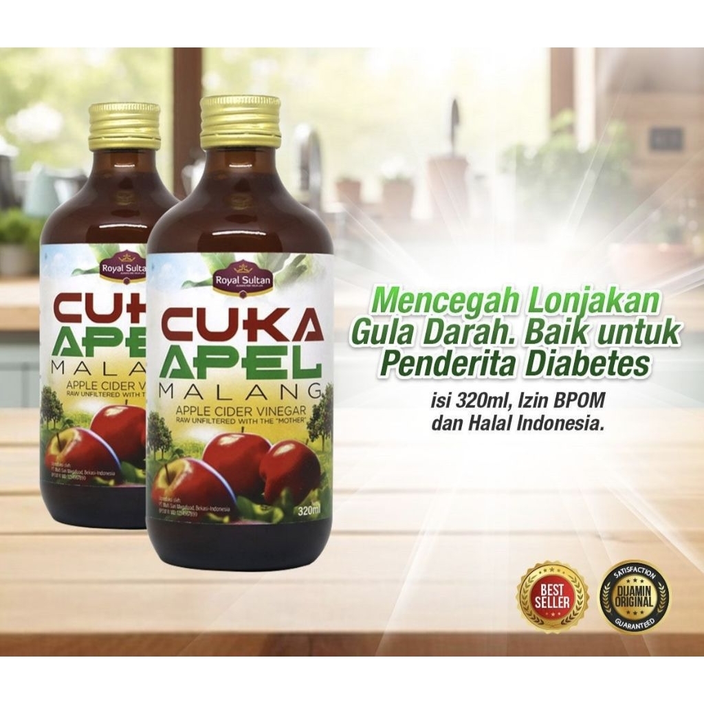 

Cuka Apel Malang Royal Sultan 320ml - Apple Cider Vinegar Asli | Aman untuk Diabetes & Diet