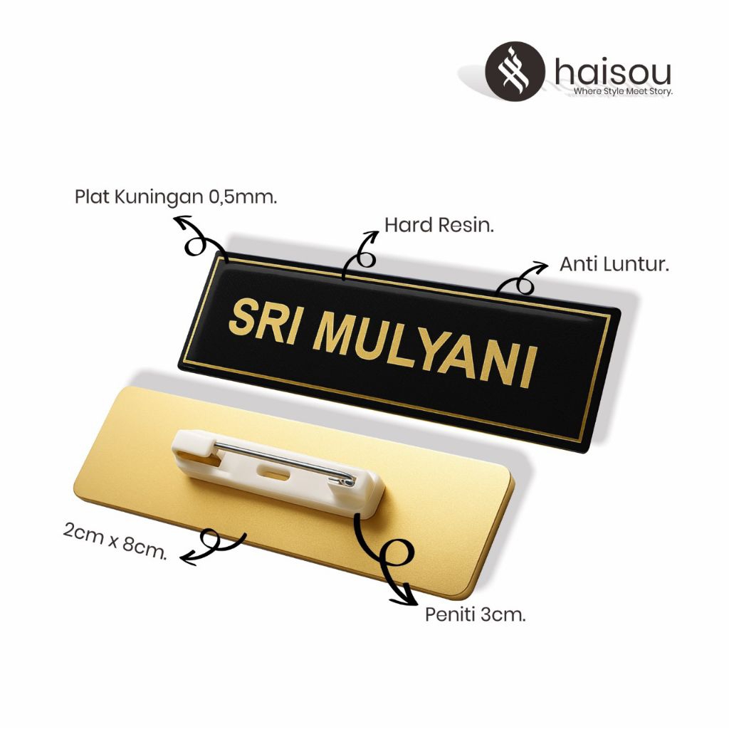 

Name Tag /Nama Dada /Akrilik-Kuningan-Stainless-Peniti-Magnet