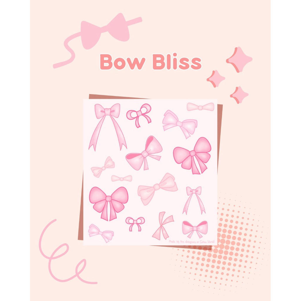

Bow Bliss Sticker Sheet | waterproof vinyl stickers, bow stickers, coquette stickers, stiker jurnal, stiker dekorasi lucu, cute aesthetic stickers