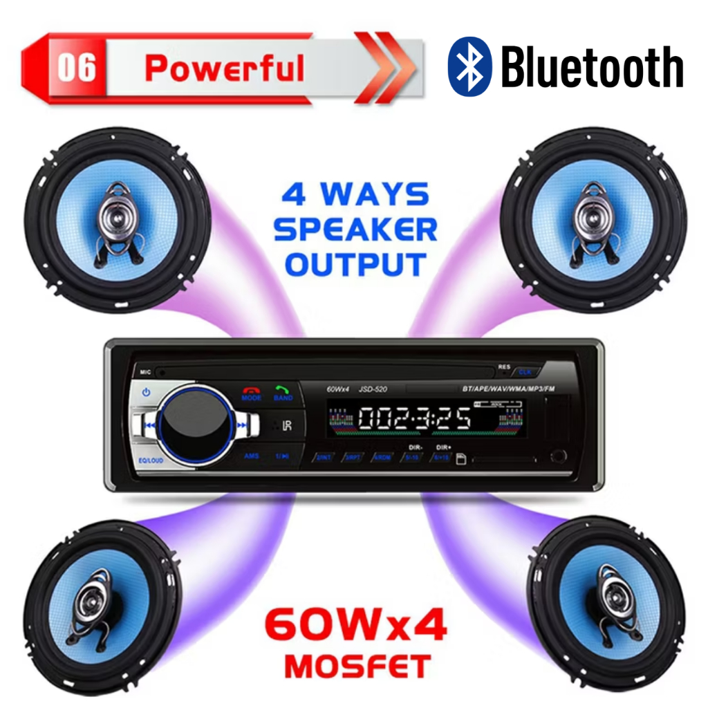 GO Taffware JSD-520 Tape Mobil Bluetooth Full Bass 12 Volt JSD-520