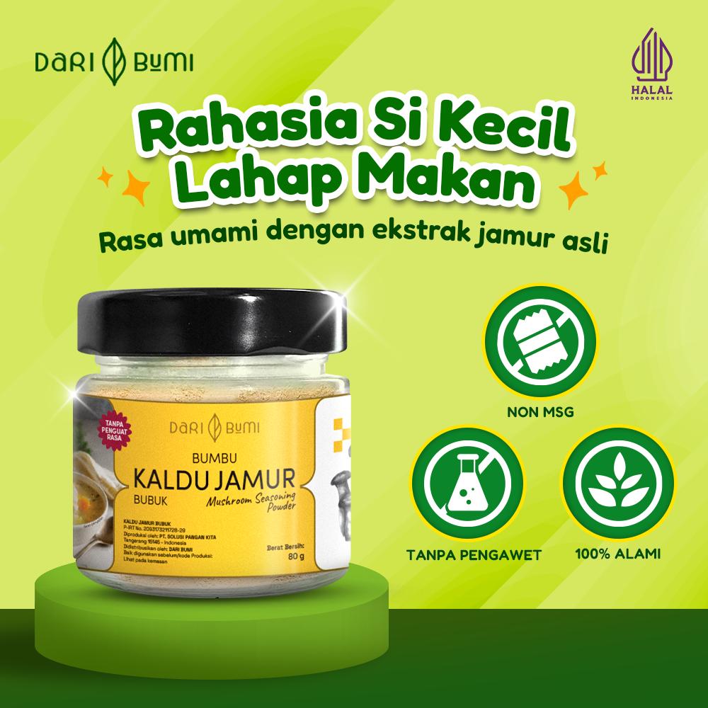 

DARI BUMI Kaldu Jamur Bubuk Non MSG Kaldu MPASI 80 Gram Mushroom Stock Seasoning Powder