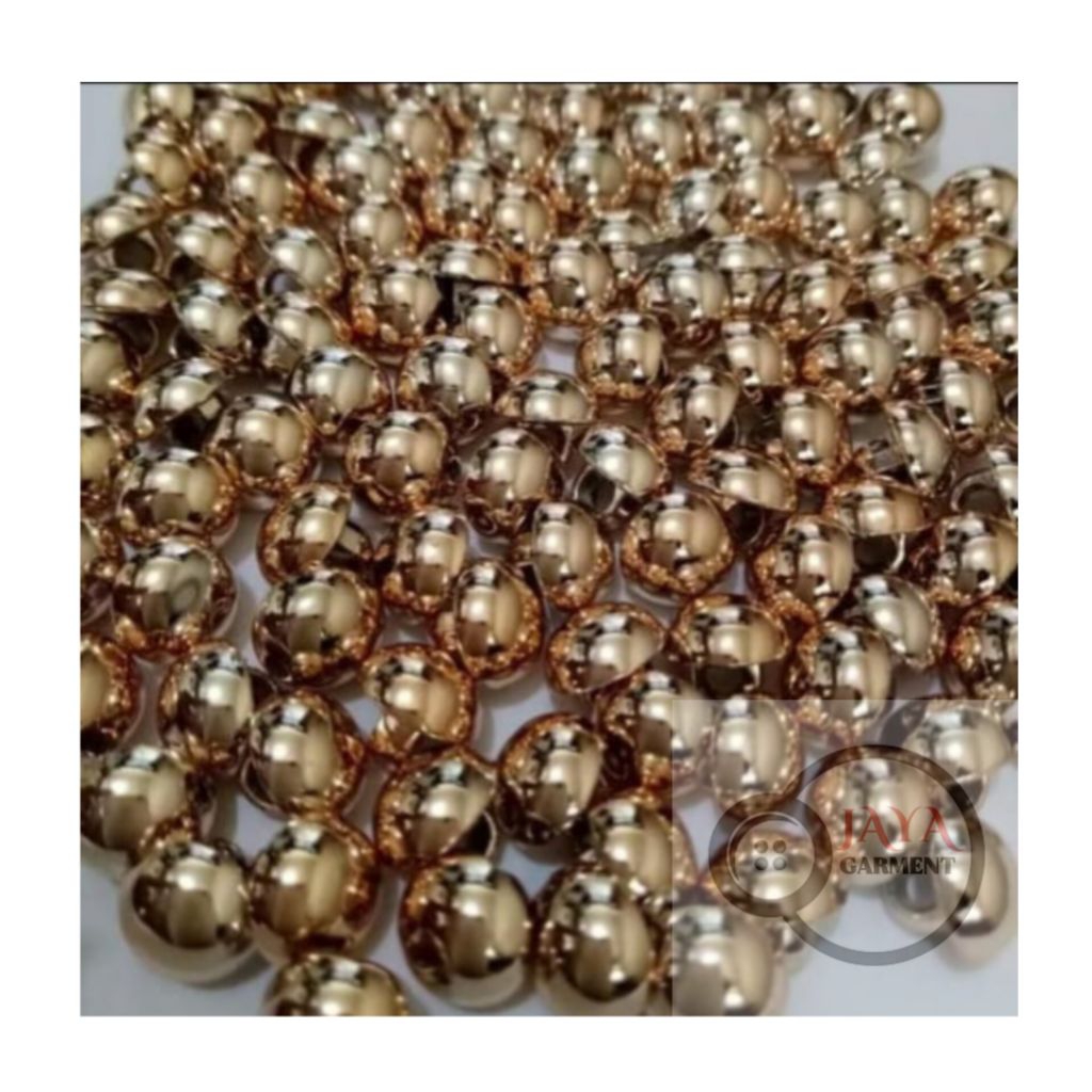 (100pcs) Kancing Baju Jamur Emas Timbul Rosegold - Kancing Jamur Bulat Polos Timbul Rosegold Silver 